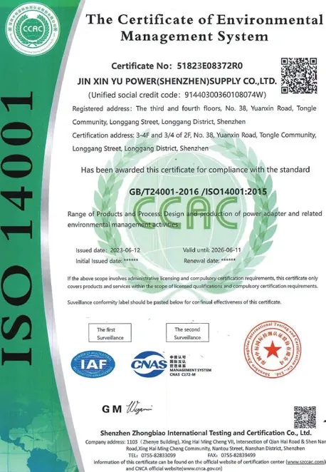 ISO 14001 certificate — JUXON